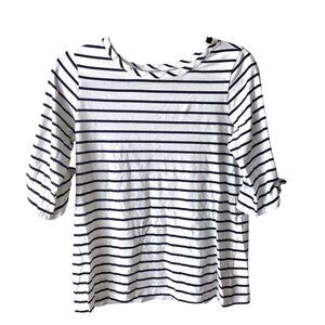 Lilly Pulitzer Navy White Striped Round Neck 3/4 Sleeve Top S